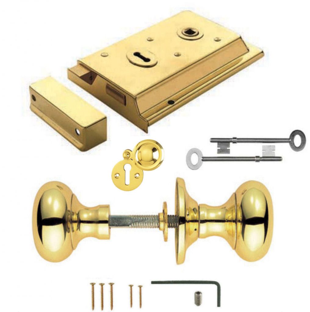 Victorian Brass Rim Sash Lock Door Knob Set Direct Hardware UK