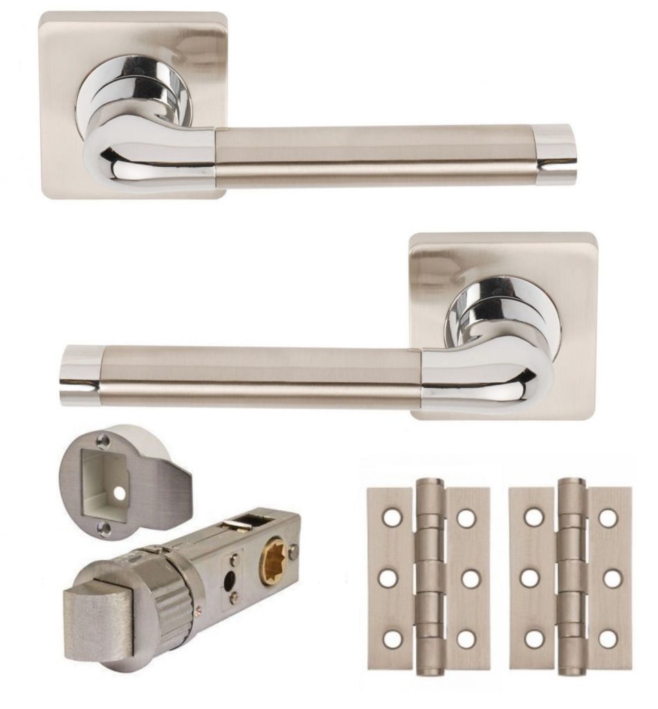 Argo Satin Nickel / Chrome Lever on Square 52mm Rose Door Handles ARC