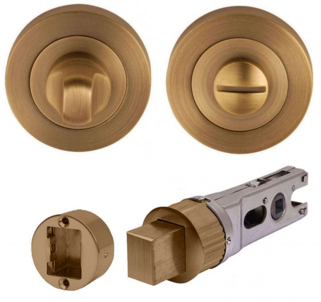 Antique Brass Bathroom Thumb Turn & Release +75mm Smartbolt Toilet Door ...