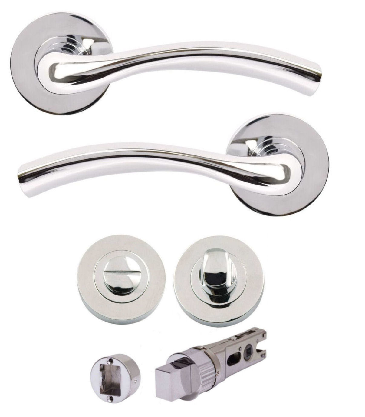 JIGTECH SOLAR Lever on Rose Bathroom Door Handles Polished Chrome with