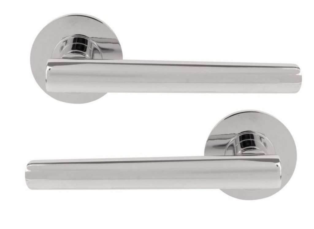 JIGTECH EDEN Lever on Rose Door Handles Polished Chrome Direct