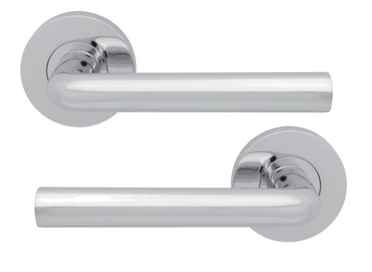 JIGTECH RIVA Lever on Rose Door Handles Polished Chrome Direct