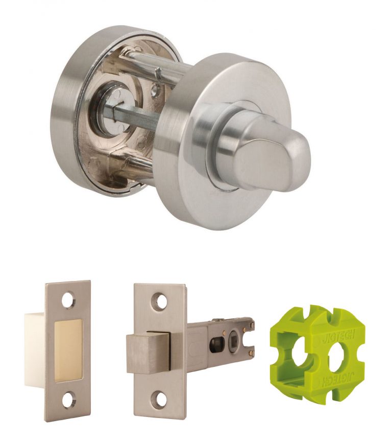 Jigtech Satin Nickel Bathroom Turn & Release with Rectangular Deadbolt