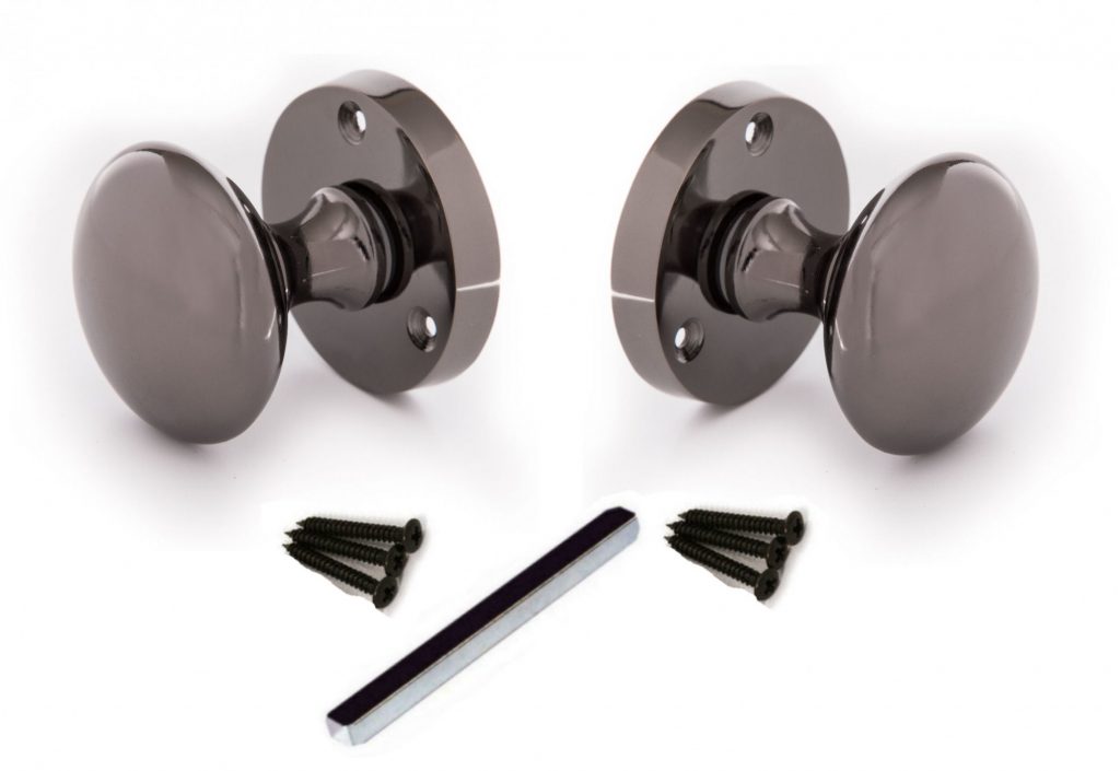 Black Nickel Mortice Door Knobs 57mm Rose Fully Sprung - Direct Hardware UK