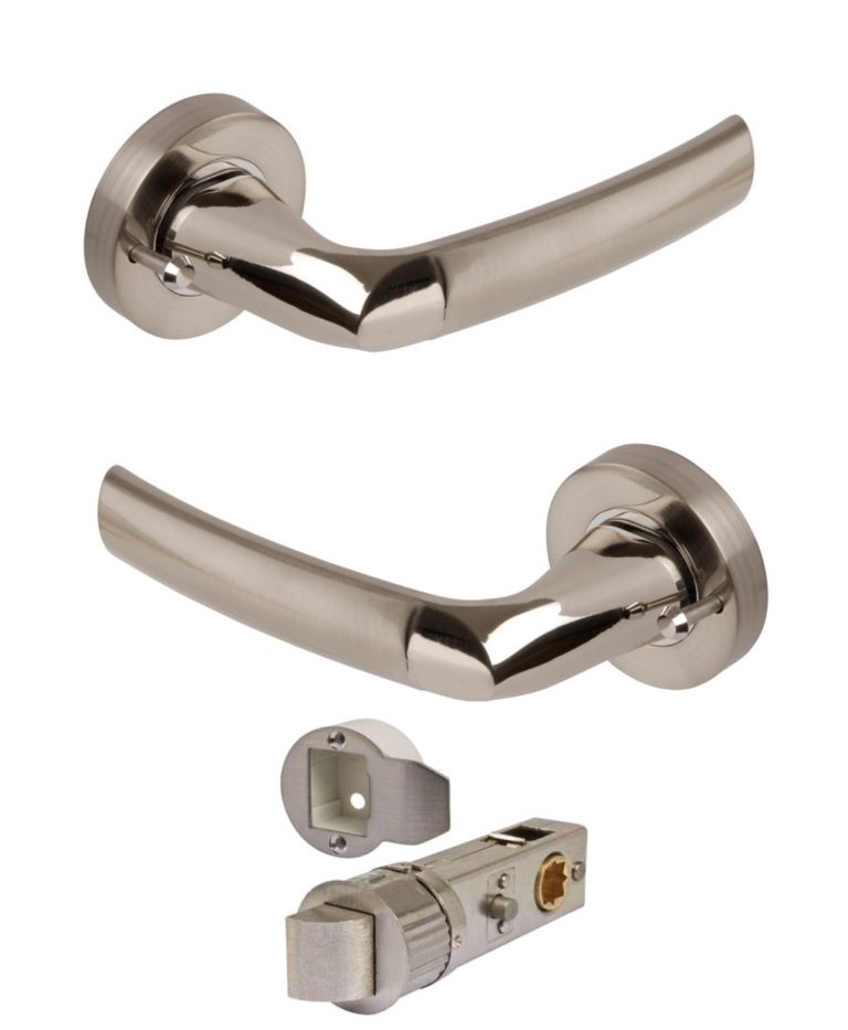 ELAN Satin Nickel / Chrome 52mm Lever on Rose Door Handles Push Button