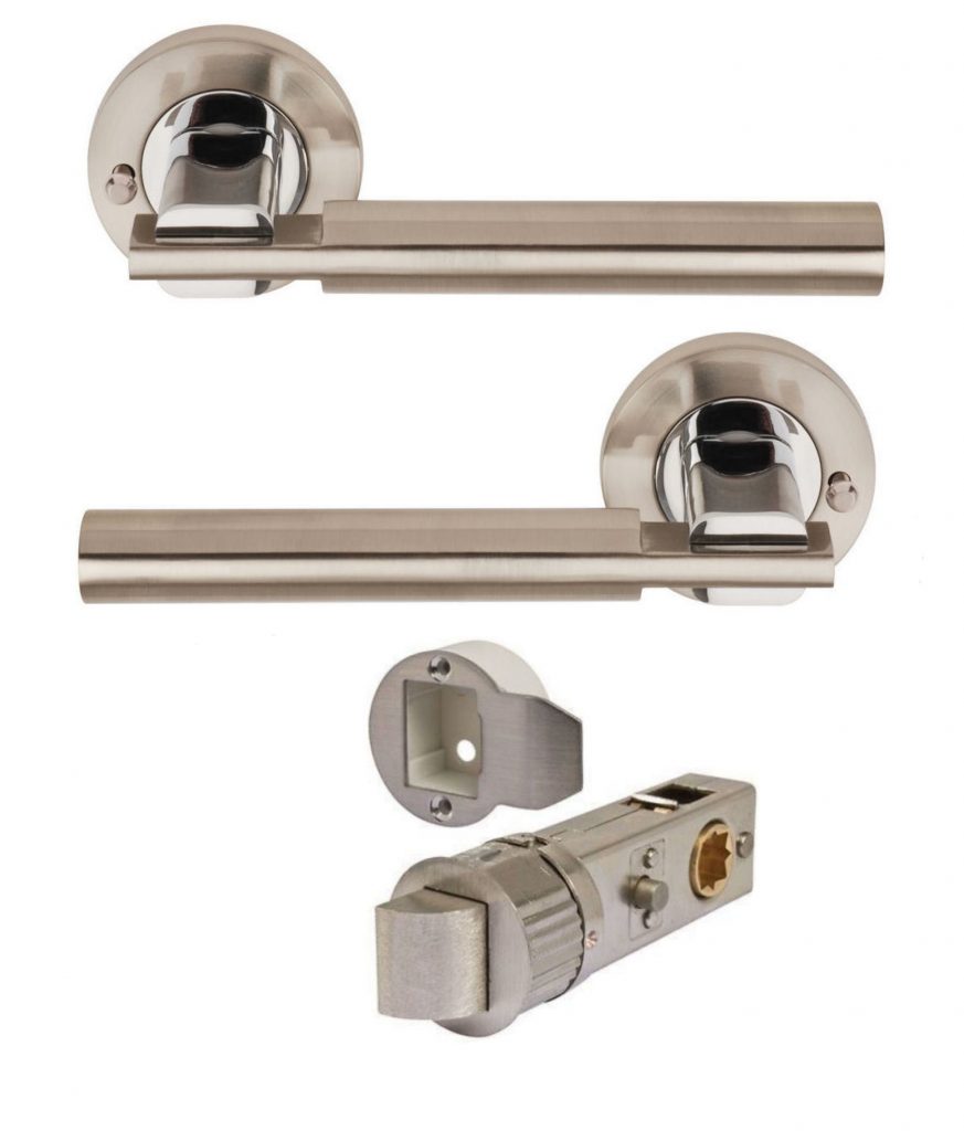 CHRONOS Satin Nickel / Chrome 52mm Lever on Rose Door Handles Push