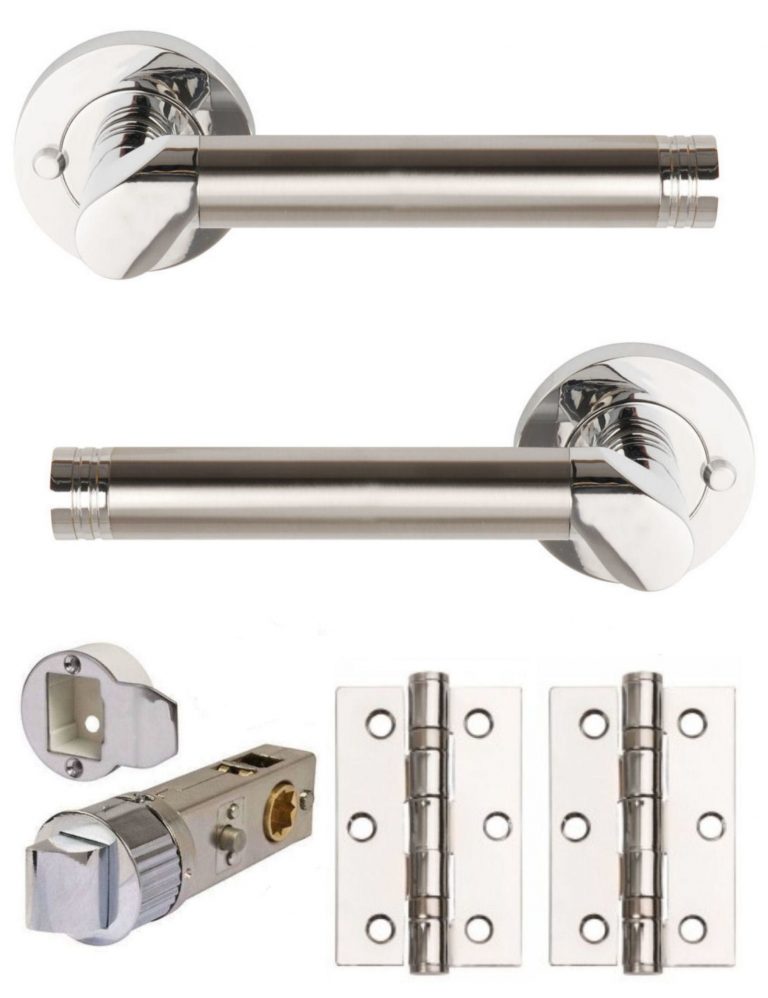 CALLISTO Polished Chrome/ Satin Chrome Lever on 52mm Round Rose Locking ...